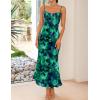 ZESICA Womens Summer Floral Spaghetti Straps Maxi Dress 2026 Sleeveless Square Neck Bodycon Beach Boho Long Dresses(Green)