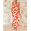 ZESICA Womens Summer Floral Spaghetti Straps Maxi Dress 2026 Sleeveless Square Neck Bodycon Beach Boho Long Dresses(Orange)