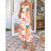 ZESICA Womens Summer Floral Spaghetti Straps Maxi Dress 2026 Sleeveless Square Neck Bodycon Beach Boho Long Dresses(Pink)