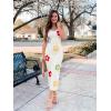 ZESICA Women’s Summer Knit Bodycon Midi Dress 2026 Sleeveless Floral Crewneck Color Block Long Beach Party Dresses(Apricot)