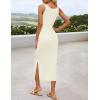 ZESICA Women’s Summer Knit Bodycon Midi Dress 2026 Sleeveless Floral Crewneck Color Block Long Beach Party Dresses(Apricot)