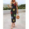 ZESICA Women’s Summer Knit Bodycon Midi Dress 2026 Sleeveless Floral Crewneck Color Block Long Beach Party Dresses(Black)
