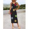 ZESICA Women’s Summer Knit Bodycon Midi Dress 2026 Sleeveless Floral Crewneck Color Block Long Beach Party Dresses(Black)