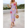 ZESICA Women’s Summer Knit Bodycon Midi Dress 2026 Sleeveless Floral Crewneck Color Block Long Beach Party Dresses(Purple)