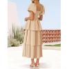 ZESICA Women’s Summer Puff Sleeve Midi Dress 2026 Casual Flowy A Line Tiered Wedding Guest Beach Vacation Long Dresses(Apricot)