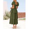 ZESICA Women’s Summer Puff Sleeve Midi Dress 2026 Casual Flowy A Line Tiered Wedding Guest Beach Vacation Long Dresses(Army Green)
