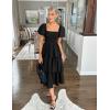 ZESICA Women’s Summer Puff Sleeve Midi Dress 2026 Casual Flowy A Line Tiered Wedding Guest Beach Vacation Long Dresses(Black)