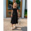 ZESICA Women’s Summer Puff Sleeve Midi Dress 2026 Casual Flowy A Line Tiered Wedding Guest Beach Vacation Long Dresses(Black)