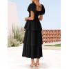 ZESICA Women’s Summer Puff Sleeve Midi Dress 2026 Casual Flowy A Line Tiered Wedding Guest Beach Vacation Long Dresses(Black)