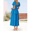 ZESICA Women’s Summer Puff Sleeve Midi Dress 2026 Casual Flowy A Line Tiered Wedding Guest Beach Vacation Long Dresses(Blue)
