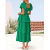 ZESICA Women’s Summer Puff Sleeve Midi Dress 2026 Casual Flowy A Line Tiered Wedding Guest Beach Vacation Long Dresses(Green)