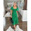 ZESICA Women’s Summer Puff Sleeve Midi Dress 2026 Casual Flowy A Line Tiered Wedding Guest Beach Vacation Long Dresses(Green)