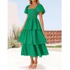 ZESICA Women’s Summer Puff Sleeve Midi Dress 2026 Casual Flowy A Line Tiered Wedding Guest Beach Vacation Long Dresses(Green)