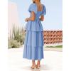 ZESICA Women’s Summer Puff Sleeve Midi Dress 2026 Casual Flowy A Line Tiered Wedding Guest Beach Vacation Long Dresses(Light Blue)