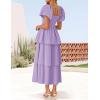 ZESICA Women’s Summer Puff Sleeve Midi Dress 2026 Casual Flowy A Line Tiered Wedding Guest Beach Vacation Long Dresses(Purple)