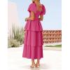 ZESICA Women’s Summer Puff Sleeve Midi Dress 2026 Casual Flowy A Line Tiered Wedding Guest Beach Vacation Long Dresses(Rose)
