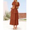 ZESICA Women’s Summer Puff Sleeve Midi Dress 2026 Casual Flowy A Line Tiered Wedding Guest Beach Vacation Long Dresses(Rust)