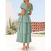 ZESICA Women’s Summer Puff Sleeve Midi Dress 2026 Casual Flowy A Line Tiered Wedding Guest Beach Vacation Long Dresses(Sage)