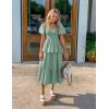 ZESICA Women’s Summer Puff Sleeve Midi Dress 2026 Casual Flowy A Line Tiered Wedding Guest Beach Vacation Long Dresses(Sage)