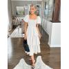 ZESICA Women’s Summer Puff Sleeve Midi Dress 2026 Casual Flowy A Line Tiered Wedding Guest Beach Vacation Long Dresses(White)