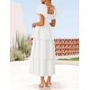 ZESICA Women’s Summer Puff Sleeve Midi Dress 2026 Casual Flowy A Line Tiered Wedding Guest Beach Vacation Long Dresses(White)