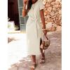 ZESICA Women’s Summer Short Sleeve Bodycon Midi Dresses 2026 Casual Crewneck Knit Wrap Tie Waist T Shirt Long Dress(Apricot)