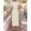 ZESICA Women’s Summer Short Sleeve Bodycon Midi Dresses 2026 Casual Crewneck Knit Wrap Tie Waist T Shirt Long Dress(Apricot)