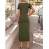ZESICA Women’s Summer Short Sleeve Bodycon Midi Dresses 2026 Casual Crewneck Knit Wrap Tie Waist T Shirt Long Dress(Army Green)