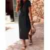 ZESICA Women’s Summer Short Sleeve Bodycon Midi Dresses 2026 Casual Crewneck Knit Wrap Tie Waist T Shirt Long Dress(Black)
