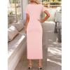 ZESICA Women’s Summer Short Sleeve Bodycon Midi Dresses 2026 Casual Crewneck Knit Wrap Tie Waist T Shirt Long Dress(Dusty Pink)
