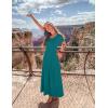 ZESICA Women’s Summer Short Sleeve Maxi Dress 2026 Casual Crewneck Pleated A Line Flowy Long Dresses with Pockets(Aqua)