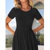 ZESICA Women’s Summer Short Sleeve Maxi Dress 2026 Casual Crewneck Pleated A Line Flowy Long Dresses with Pockets(Black)