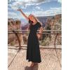 ZESICA Women’s Summer Short Sleeve Maxi Dress 2026 Casual Crewneck Pleated A Line Flowy Long Dresses with Pockets(Black)