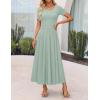 ZESICA Women’s Summer Short Sleeve Maxi Dress 2026 Casual Crewneck Pleated A Line Flowy Long Dresses with Pockets(Green)