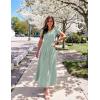 ZESICA Women’s Summer Short Sleeve Maxi Dress 2026 Casual Crewneck Pleated A Line Flowy Long Dresses with Pockets(Green)