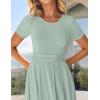 ZESICA Women’s Summer Short Sleeve Maxi Dress 2026 Casual Crewneck Pleated A Line Flowy Long Dresses with Pockets(Green)