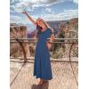 ZESICA Women’s Summer Short Sleeve Maxi Dress 2026 Casual Crewneck Pleated A Line Flowy Long Dresses with Pockets(Navy)