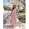 ZESICA Women’s Summer Short Sleeve Maxi Dress 2026 Casual Crewneck Pleated A Line Flowy Long Dresses with Pockets(Pink)