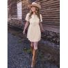 ZESICA Women’s Summer Short Sleeve Tie Front Mini Dress Cute Babydoll Ruffle Pleated A Line Tunic Dresses(Apricot)