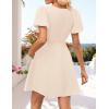 ZESICA Women’s Summer Short Sleeve Tie Front Mini Dress Cute Babydoll Ruffle Pleated A Line Tunic Dresses(Apricot)