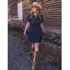ZESICA Women’s Summer Short Sleeve Tie Front Mini Dress Cute Babydoll Ruffle Pleated A Line Tunic Dresses(Black)