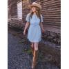 ZESICA Women’s Summer Short Sleeve Tie Front Mini Dress Cute Babydoll Ruffle Pleated A Line Tunic Dresses(Blue)