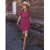 ZESICA Women’s Summer Short Sleeve Tie Front Mini Dress Cute Babydoll Ruffle Pleated A Line Tunic Dresses(Eggplant)