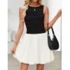 ZESICA Womens Summer Sleeveless Bubble Mini Dress 2026 Boat Neck Ruched A Line Short Cocktail Party Dresses(Dim)