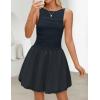 ZESICA Womens Summer Sleeveless Bubble Mini Dress 2026 Boat Neck Ruched A Line Short Cocktail Party Dresses(Navy)