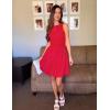 ZESICA Womens Summer Sleeveless Bubble Mini Dress 2026 Boat Neck Ruched A Line Short Cocktail Party Dresses(Red)
