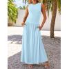 ZESICA Women’s Summer Sleeveless Maxi Dress 2026 Casual Crewneck Pleated Flowy Long Dress with Pockets(Blue)