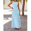 ZESICA Women’s Summer Sleeveless Maxi Dress 2026 Casual Crewneck Pleated Flowy Long Dress with Pockets(Blue)