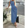 ZESICA Women’s Summer Sleeveless Maxi Dress 2026 Casual Crewneck Pleated Flowy Long Dress with Pockets(Dustyblue)