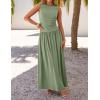 ZESICA Women’s Summer Sleeveless Maxi Dress 2026 Casual Crewneck Pleated Flowy Long Dress with Pockets(Green)